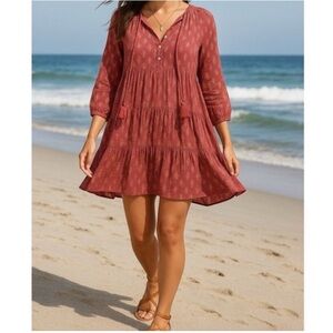 NWT Scandal Italy Ordell Pink & Gold Metallic Print Dress size M